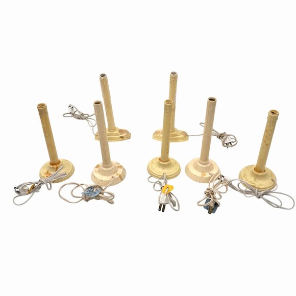 VINTAGE SET OF 7 ELECTRIC IVORY DRIP CANDLE STICK LAMPS CHRISTMAS OR YEAR ROUND - Picture 2 of 9